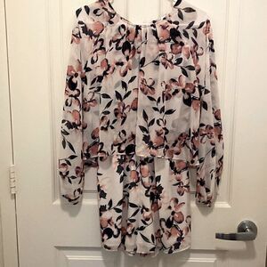 Two Arrows Floral Romper NWOT. Long Sleeve. Size XS.